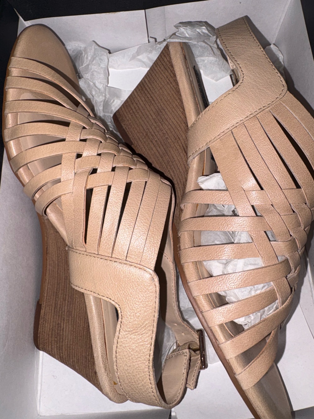 Steve Madden Nude Woven Wedge Sandals
